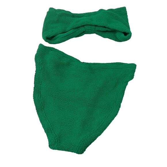 Hunza G Jean Bandeau Strapless Bikini Set Two Piece 2 Emerald Green One Size - Picture 3 of 3